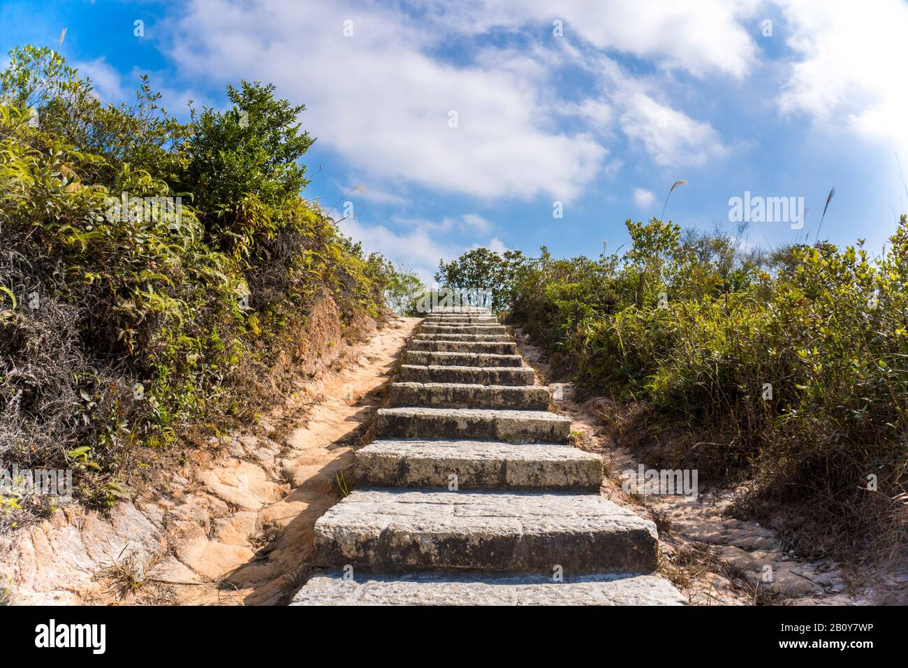 Escalier en pierre, escalier, sentier, sentier, sentier, route de campagne dans la montagne comme arrière-plan Banque D'Images