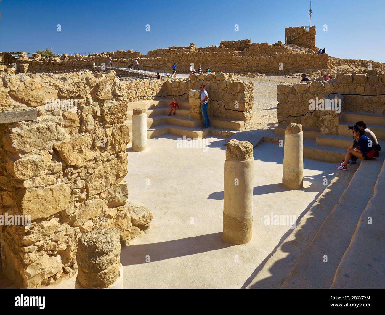 Synagogue sur la forteresse juive Masada sur la mer Morte, Israël, Banque D'Images