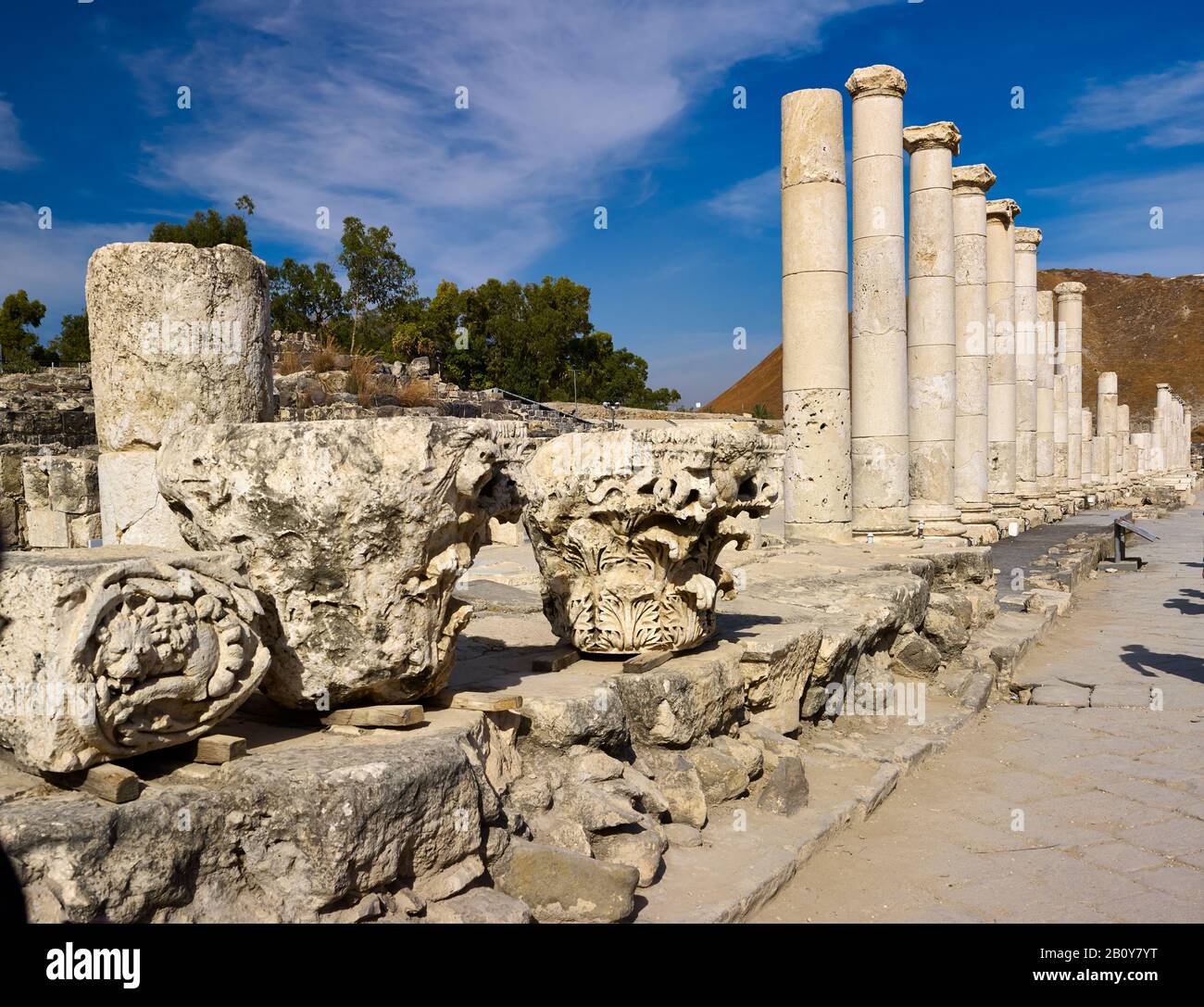 Palladius Street de l'ancienne ville de Bet Elle'an aussi Scythopolis dans la vallée de Jordanie, Israël, Banque D'Images