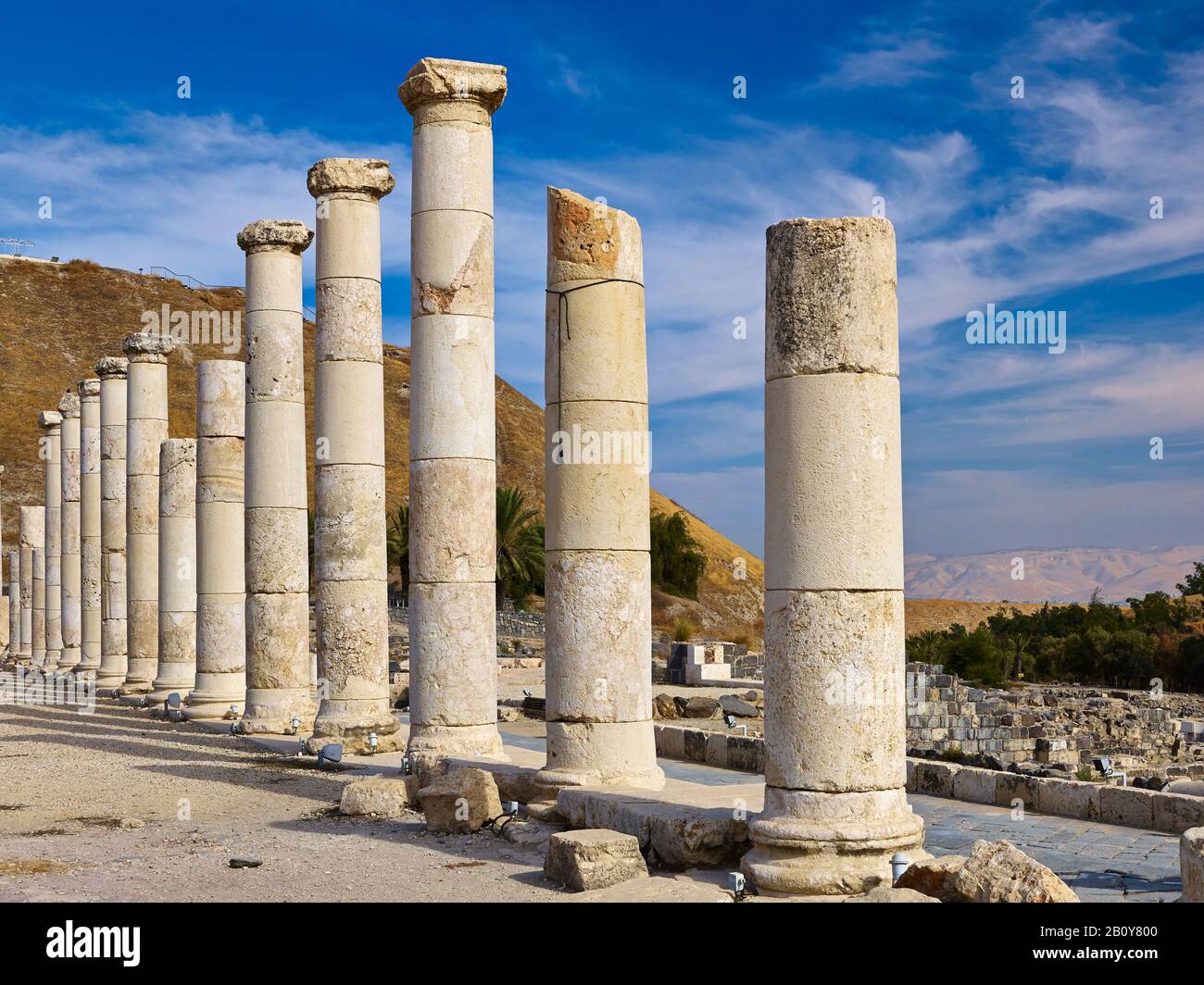 Palladius Street de l'ancienne ville de Bet Elle'an aussi Scythopolis dans la vallée de Jordanie, Israël, Banque D'Images