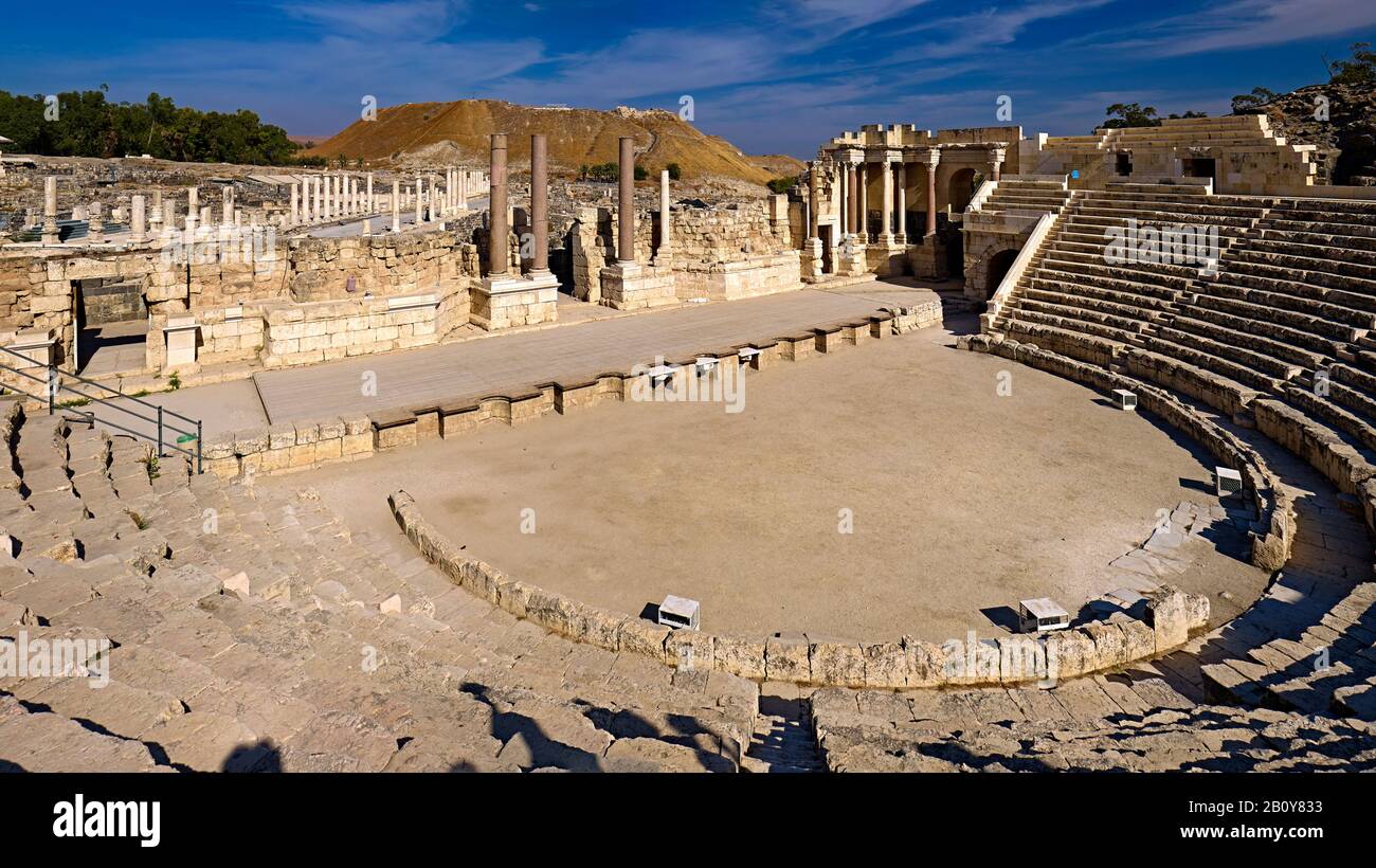 Théâtre romain à Bet Elle'an aussi Scythopolis dans la vallée de Jordanie, district nord, Israël, Banque D'Images