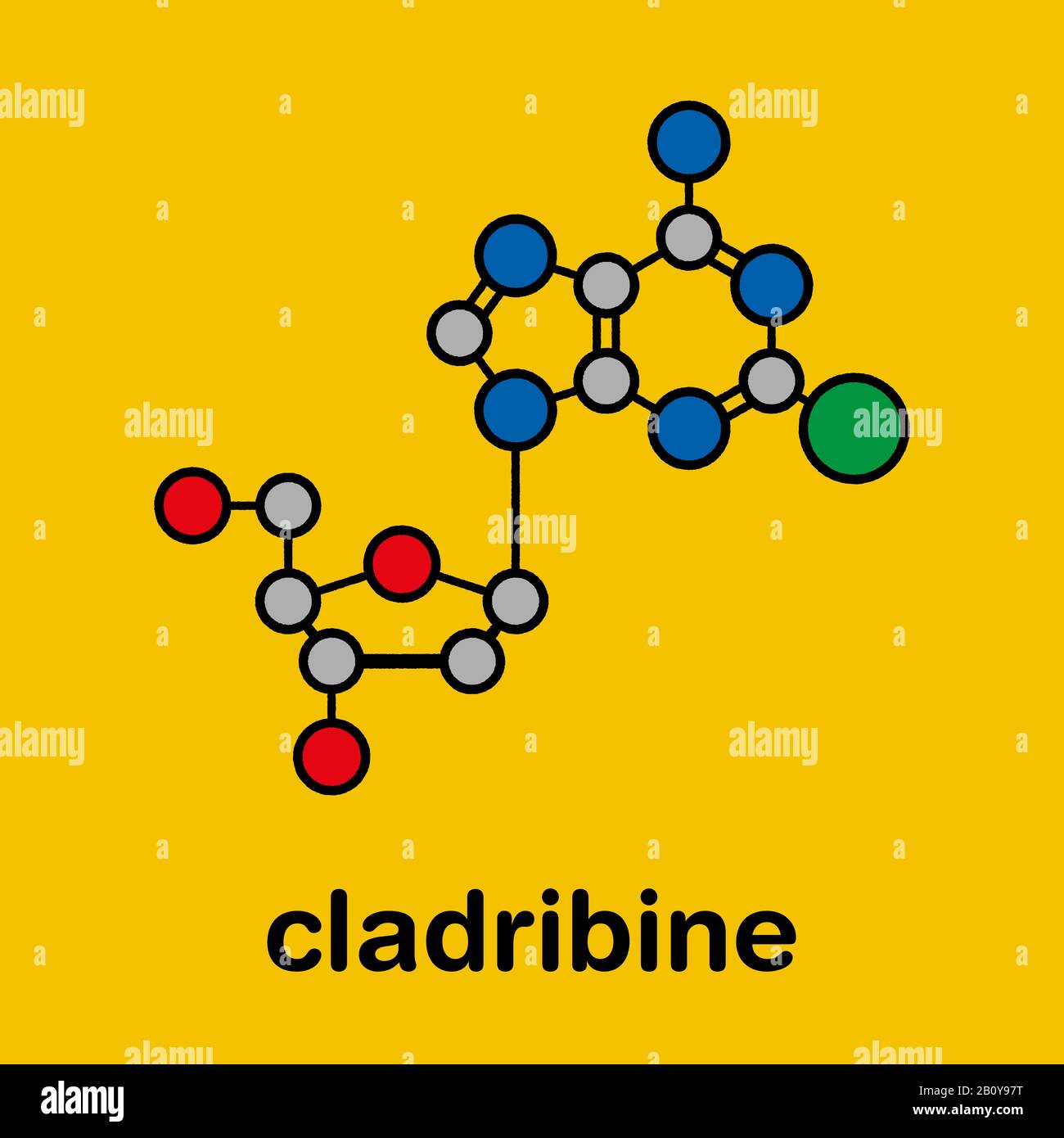 Molécule de médicament contre le cancer de la cladribine, illustration Banque D'Images