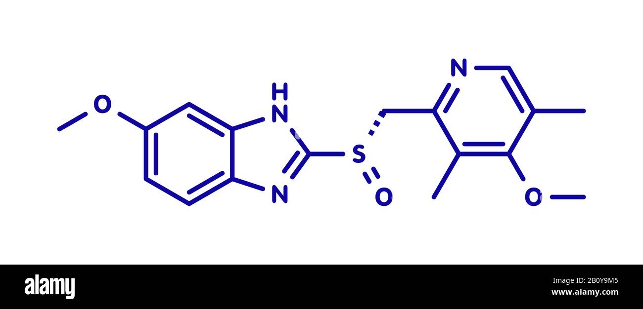 Molécule d'ulcère peptique d'ésoméprazole, illustration Banque D'Images