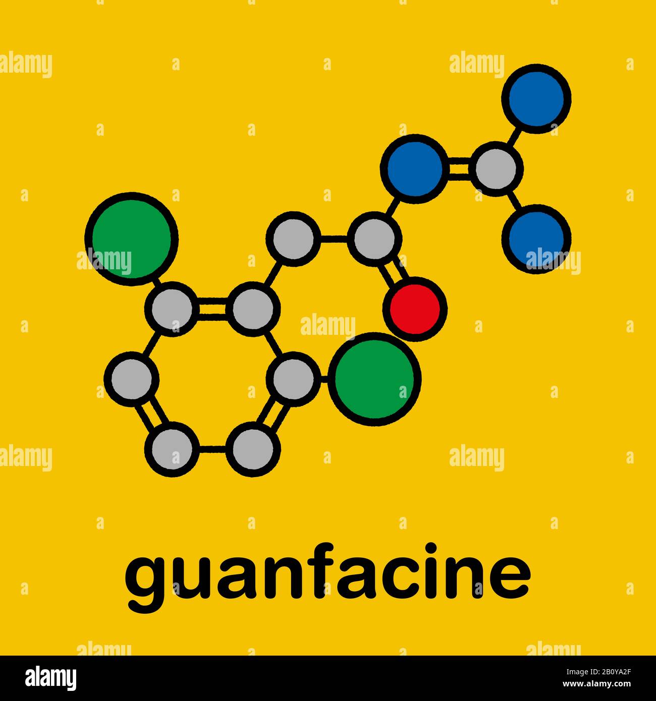 Molécule de médicament Guanfacine TDAH, illustration Banque D'Images