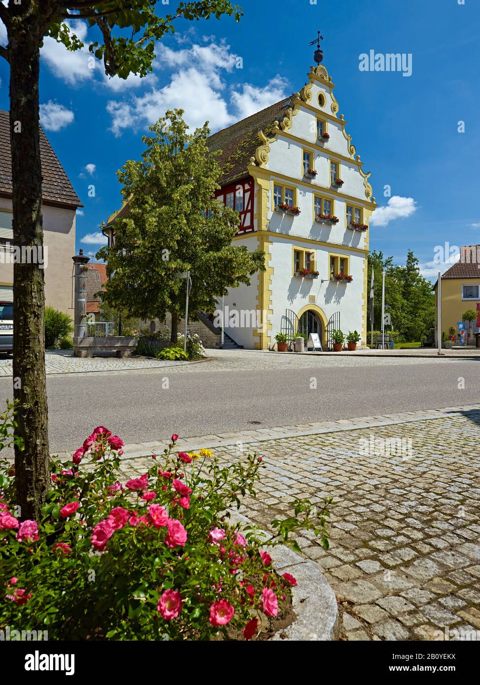 Hôtel de ville à Obernbreit, quartier de Kitzingen, Basse-Franconie, Bavière, Allemagne, Banque D'Images