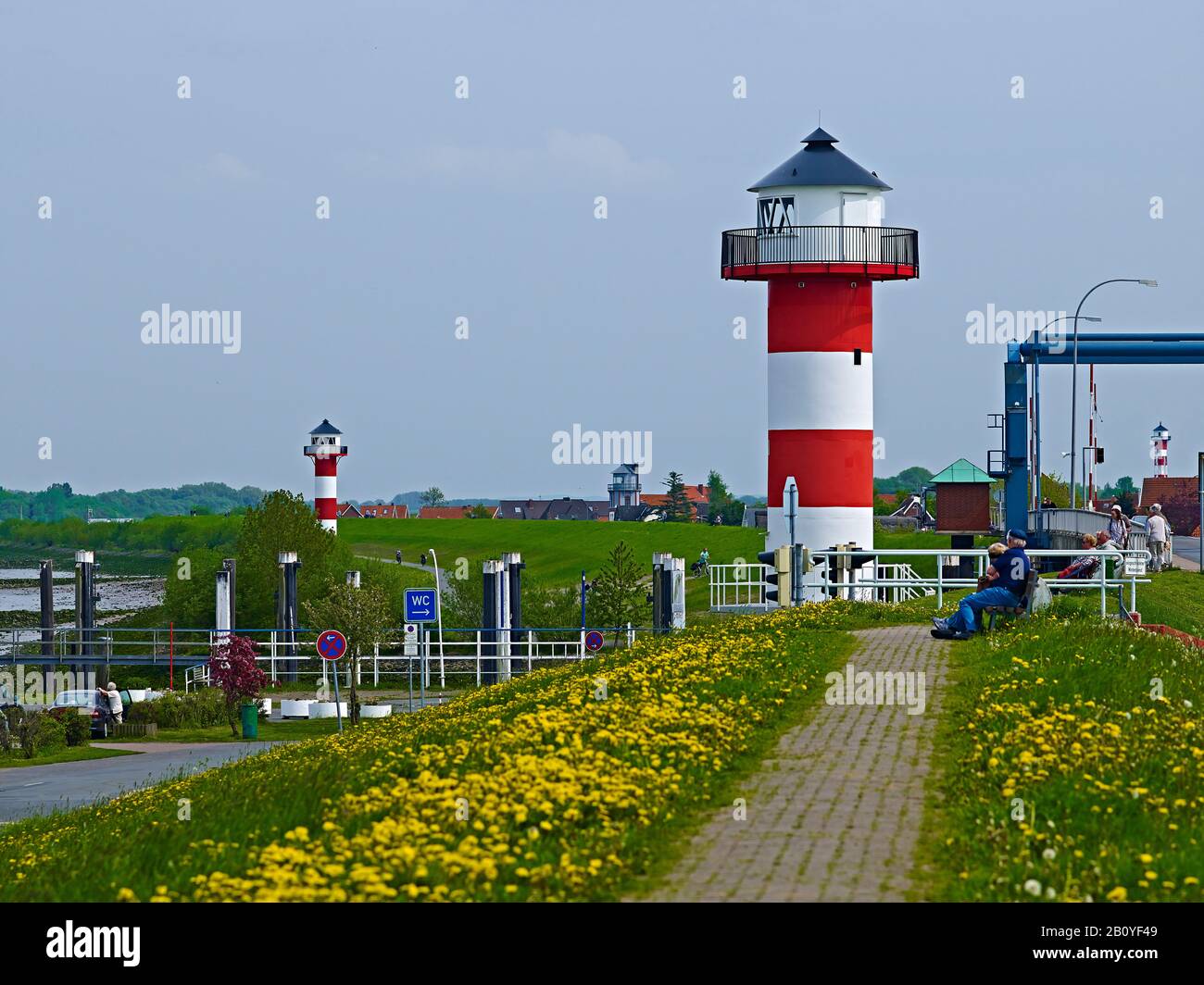 Unterfeuer Am Elbdeich À Lühe, Altes Land, Landkreis Stade, Basse-Saxe, Allemagne, Banque D'Images