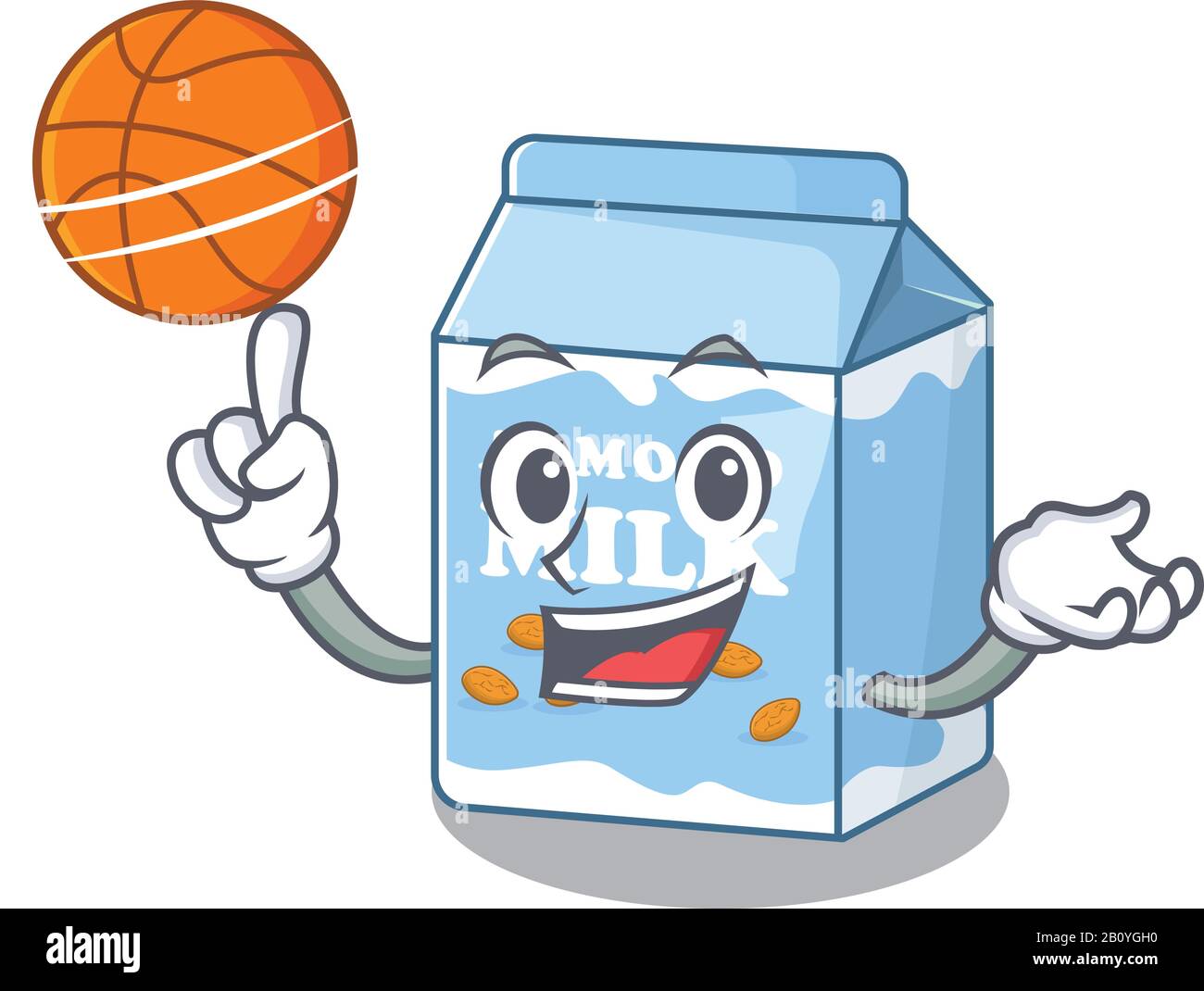 Une image mascotte de personnage de dessin animé de lait d'amande jouant au basket-ball Illustration de Vecteur