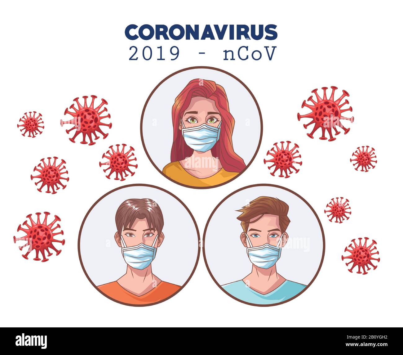 infographie sur le coronavirus avec des personnes utilisant un masque Illustration de Vecteur