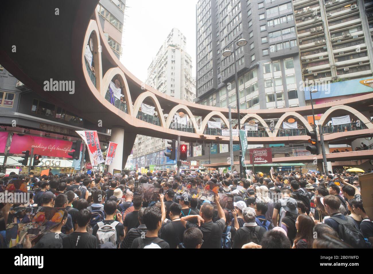 Hong Kong, 16 juin 2019 - Hong Kong proteste contre la loi sur l'extradition. Banque D'Images