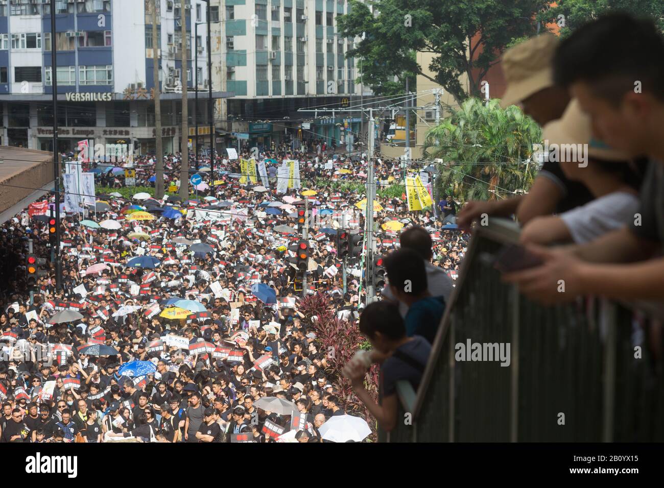 Hong Kong, 16 juin 2019 - Hong Kong proteste contre la loi sur l'extradition. Banque D'Images