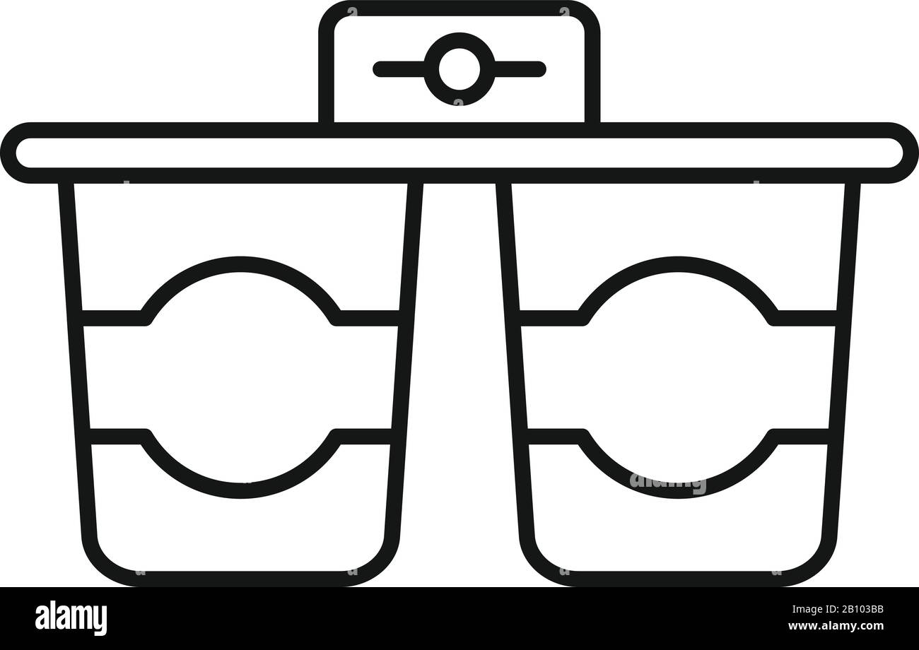 Icône de pot de yaourt en plastique. Contour plastique yogourt pot icône vectorielle pour la conception de Web isolé sur fond blanc Illustration de Vecteur