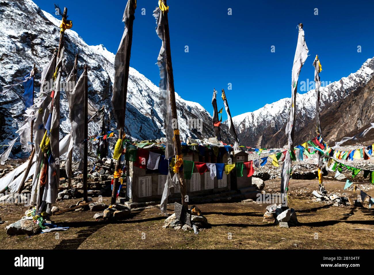 Mémorial des victimes du séisme de 2015, vallée de Langtang, Népal Banque D'Images