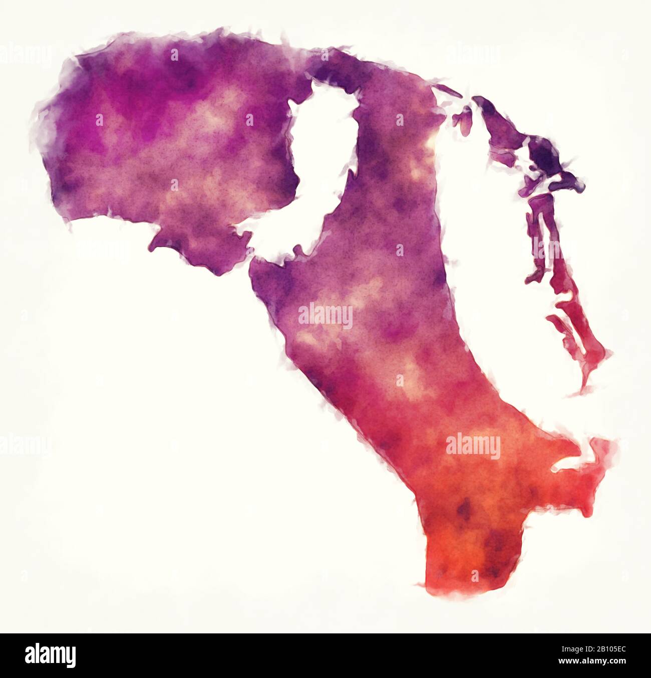 Carte des aquarelles du district de North Caicos des îles Caicos Banque D'Images