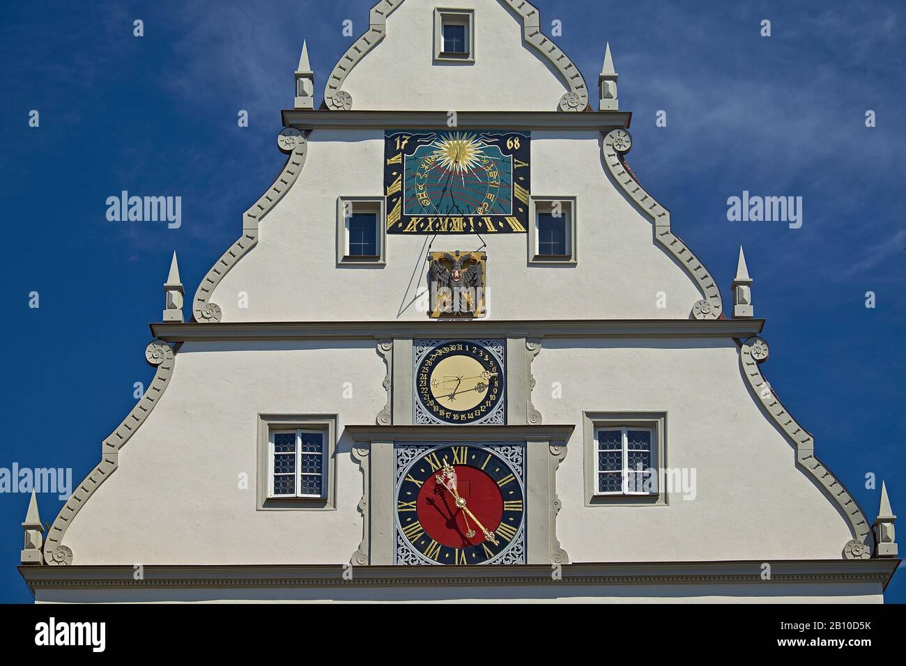Pignon de la Ratstrinkstube am Marktplatz, Rothenburg ob der Tauber, moyenne-Franconie, Bavière, Allemagne Banque D'Images