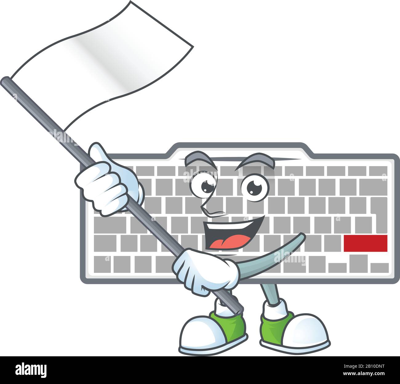 Motif personnage de dessin animé avec clavier blanc drôle et drapeau Image  Vectorielle Stock - Alamy