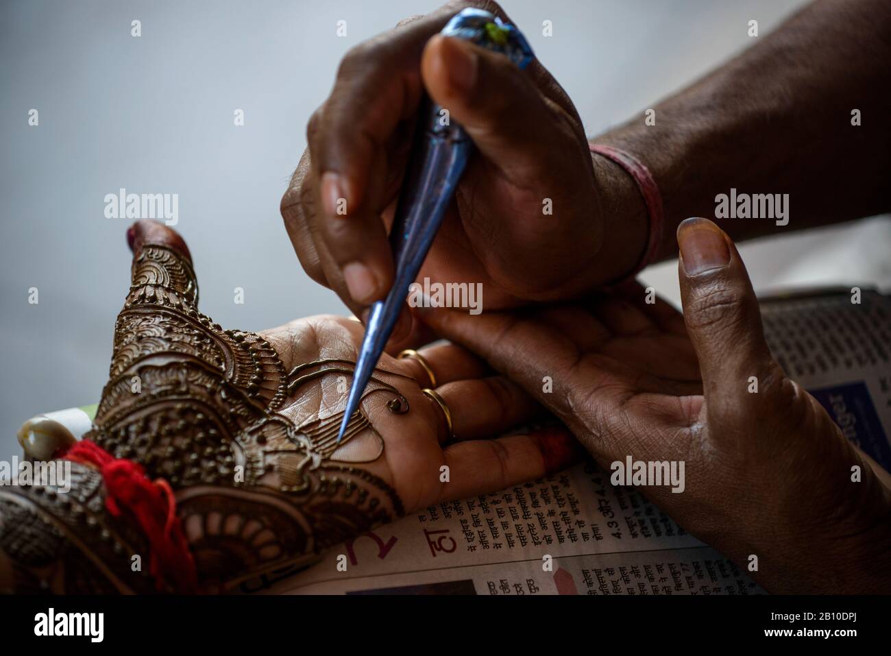 Peinture au henné traditionnel, Jaipur, Inde Banque D'Images
