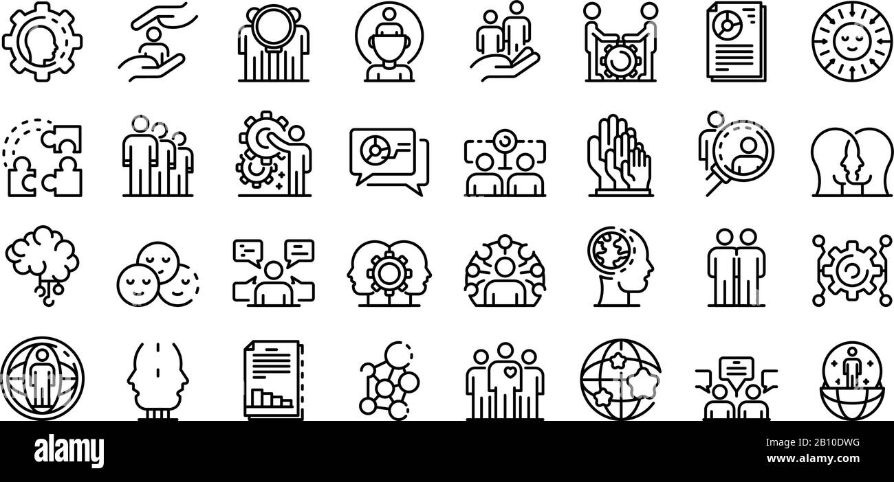 Ensemble d'icônes de sociologie, style de contour Illustration de Vecteur
