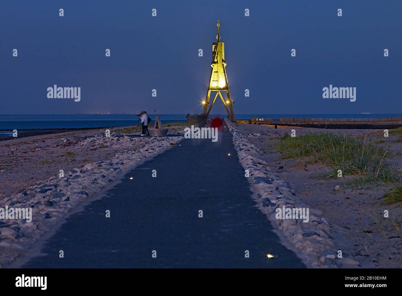 Kugelbake à l'embouchure de l'Elbe près de Cuxhaven, Basse-Saxe, Allemagne Banque D'Images