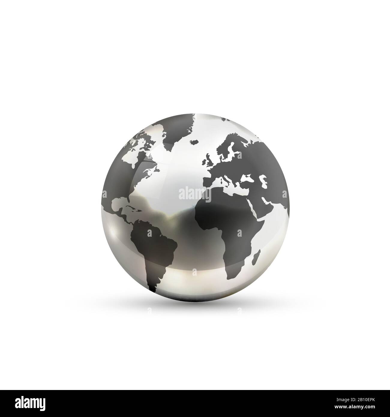 Icône réaliste en forme de globe terrestre métallique sur fond blanc Illustration de Vecteur