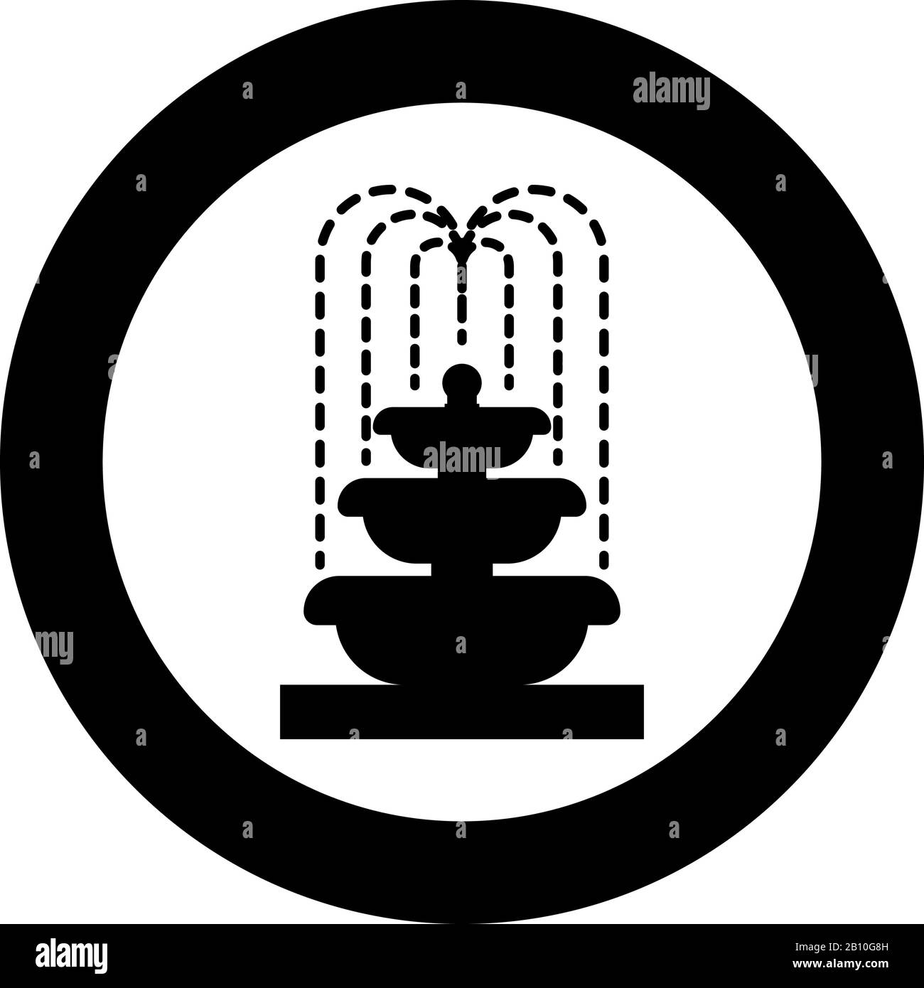 Fountain Tier of Water icon in circle noir illustration vectorielle style plat image simple Illustration de Vecteur