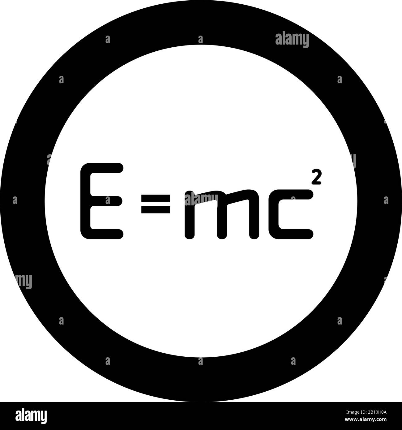 E=mc carré Formule d'énergie loi physique E=MC signe e Equal mc 2 concept d'éducation théorie de la relativité icône dans cercle noir vecteur de couleur Illustration de Vecteur