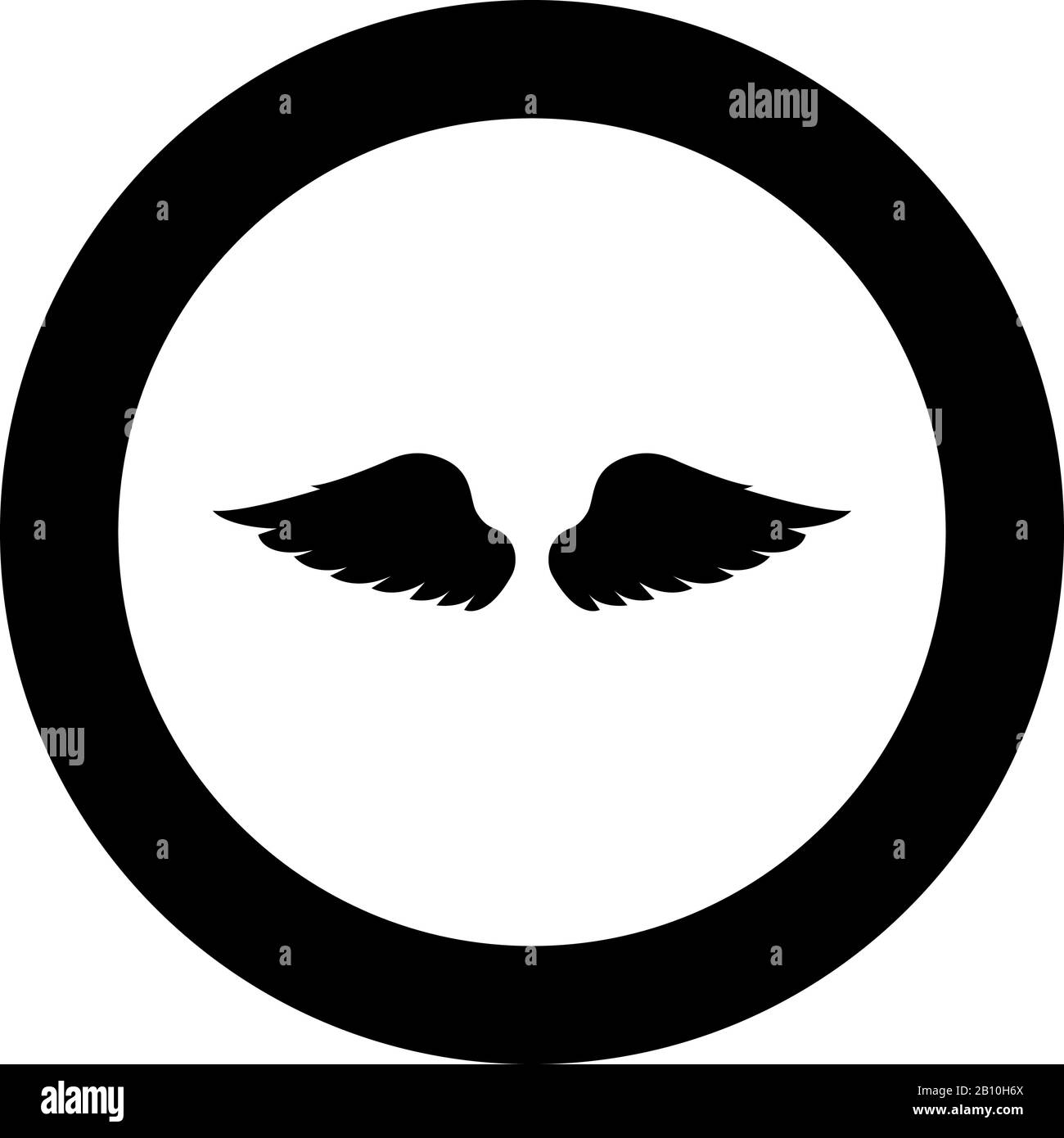 Ailes d'oiseau diable ange paire de propagation de la partie animale Fly concept Freedom Idea icône dans cercle noir illustration vectorielle style plat Illustration de Vecteur