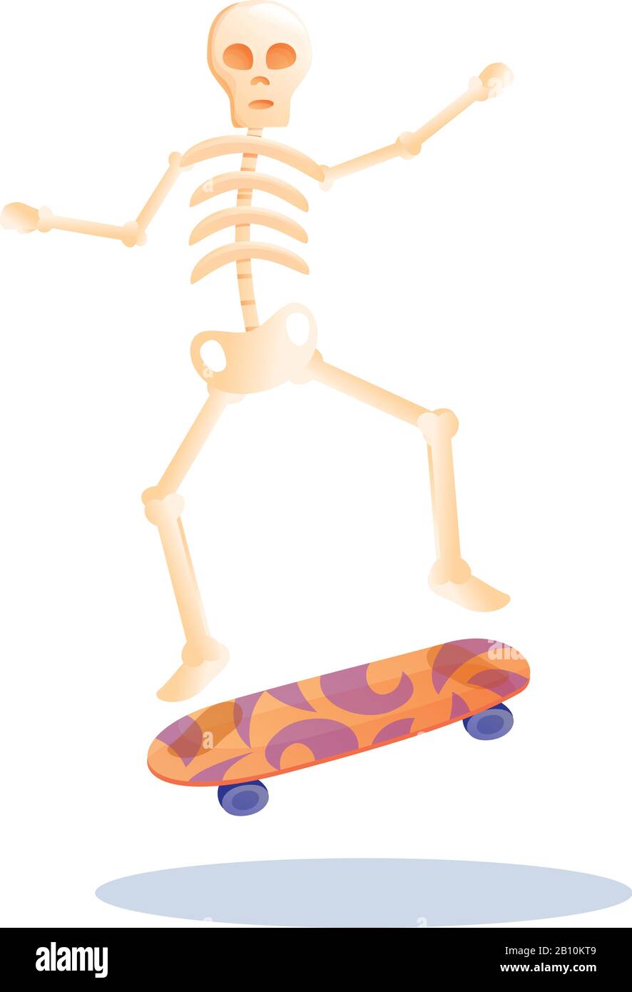 Icône squelette de skateboard. Dessin animé d'une icône vectorielle de skateboard squelette pour la conception de sites Web isolés sur fond blanc Illustration de Vecteur