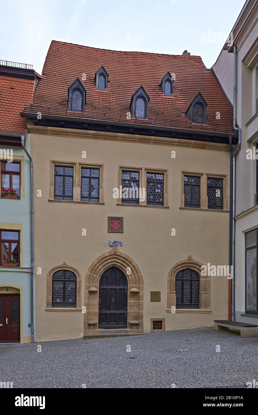 Maison de mort de Luther à Luthéristadt Eisleben, Saxe-Anhalt, Allemagne Banque D'Images