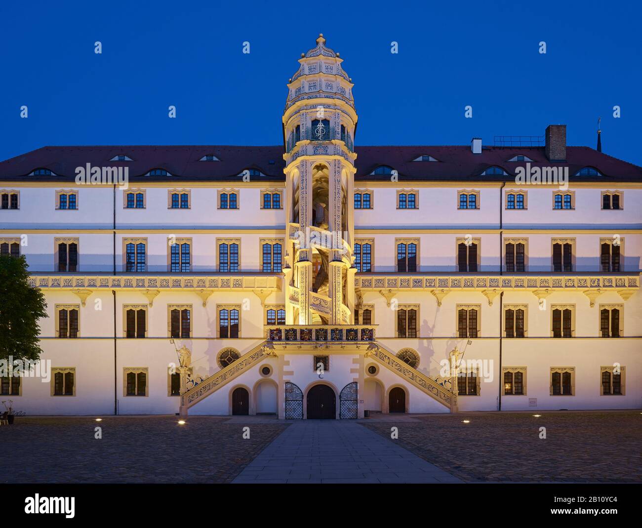 Cour Du Château De Hartenfels Avec Johann-Friedrich-Bau, Grossem Wendelstein, Torgau, Saxe, Allemagne Banque D'Images