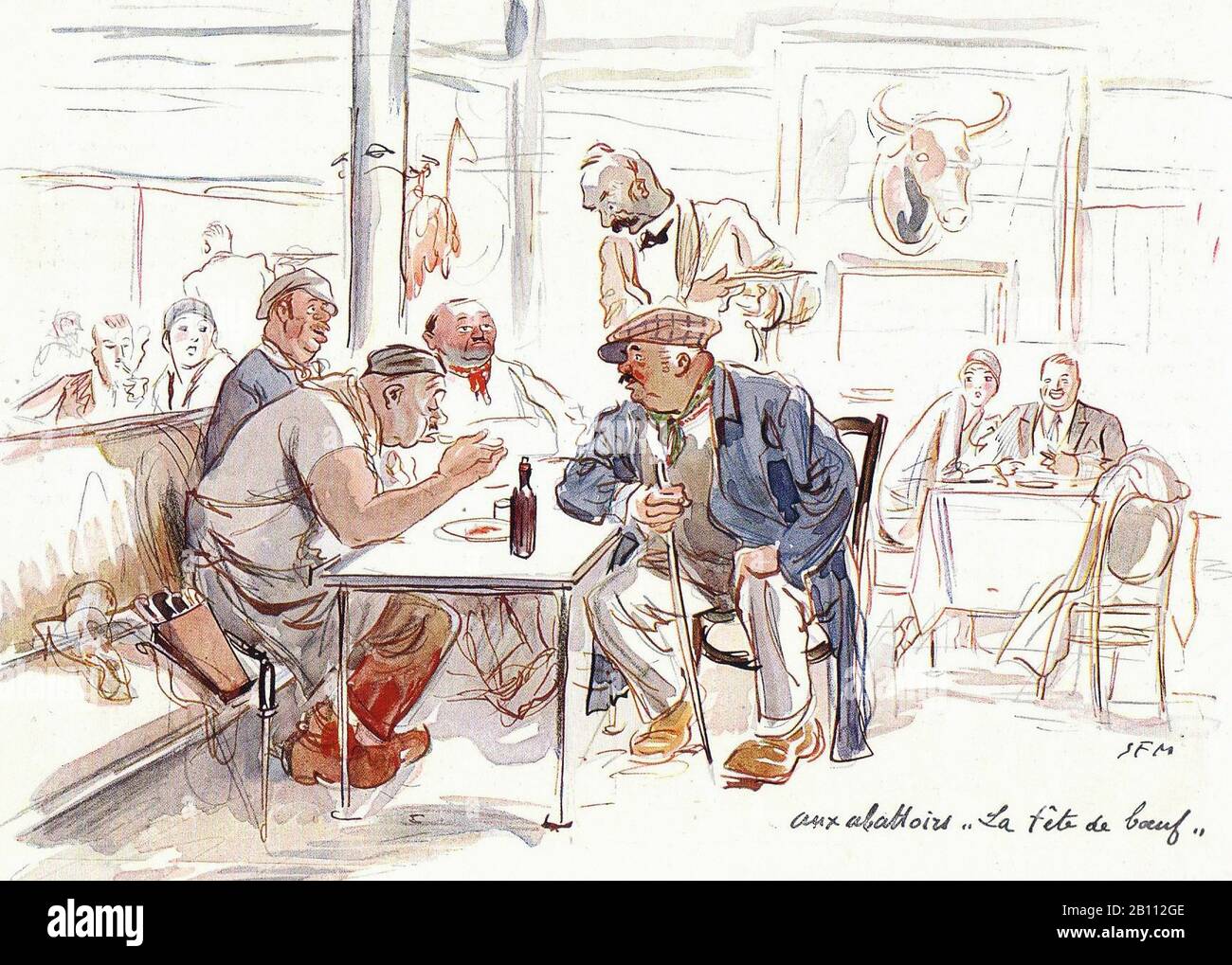 Abattoirs aux - Illustration par SEM (Georges Goursat 1863–1934) Banque D'Images