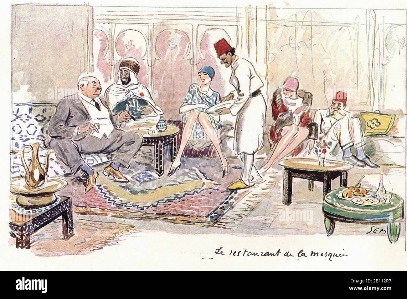 Le restaurant de la mousse - Illustration de SEM (Georges Goursat 1863–1934) Banque D'Images