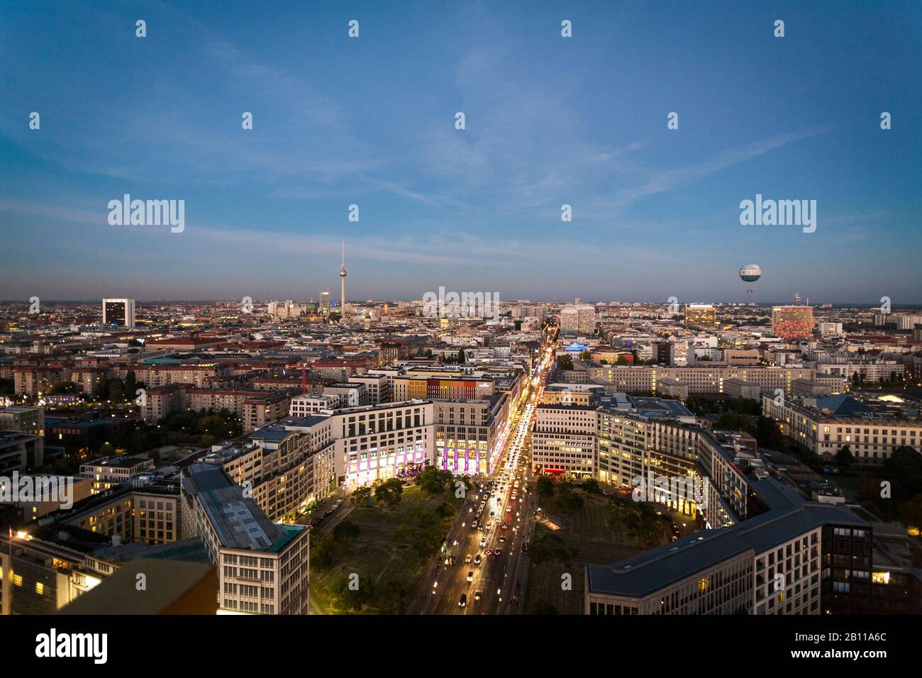Horizon Berlin, vue de la tour Kollhoff vers le centre / est, Potsdamer Platz, Berlin, Allemagne Banque D'Images