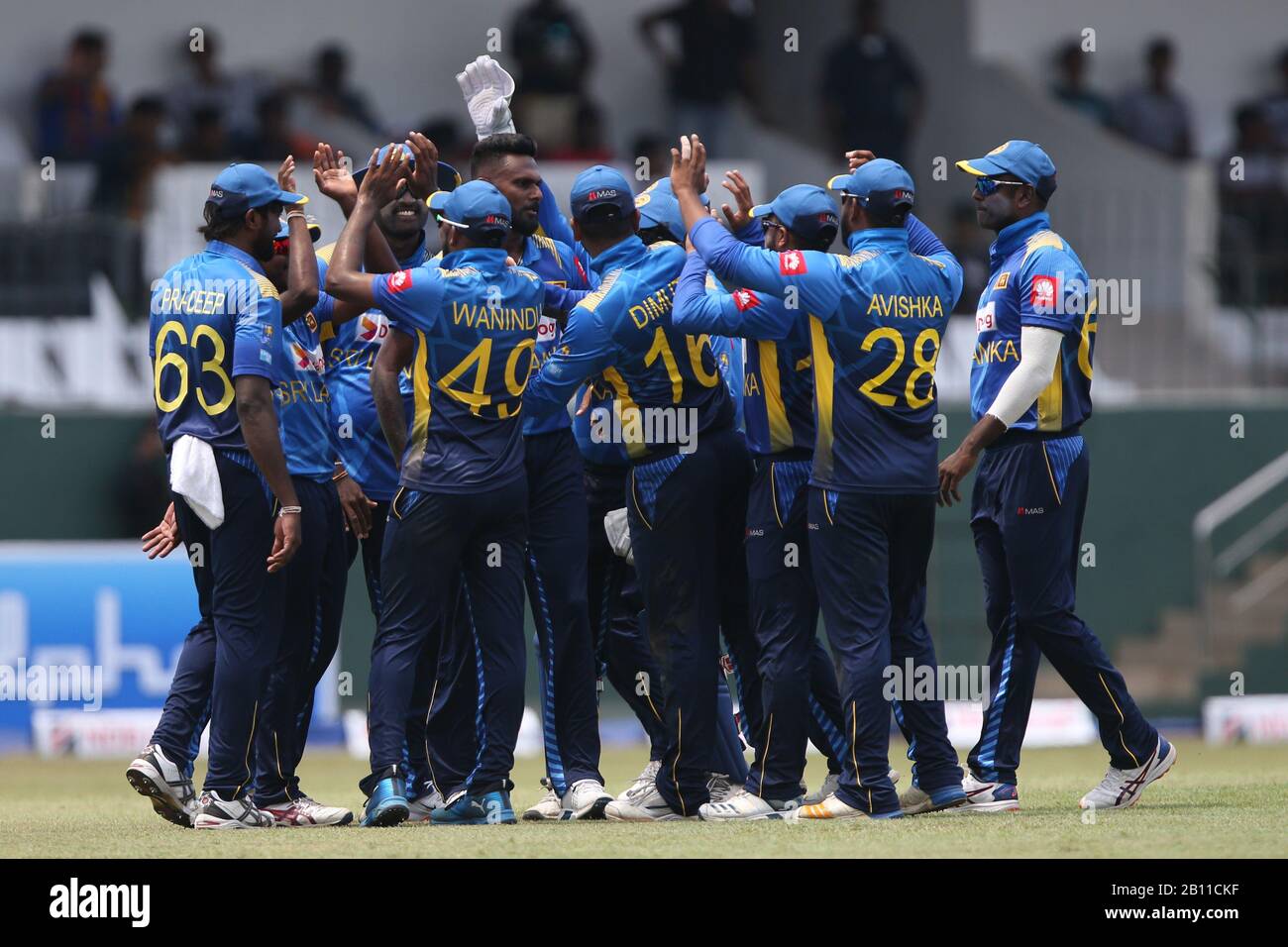 Colombo, Sri Lanka. 22 février 2020. 22 Février 2020, Le Terrain De Cricket Du Club Sportif Cinghalais, Colombo, Sri Lanka; Un Jour De Cricket International, Sri Lanka Contre Les Antilles; Srilanka Célèbrent Le Wicket De Sai Hope Credit: Action Plus Sports Images/Alay Live News Banque D'Images