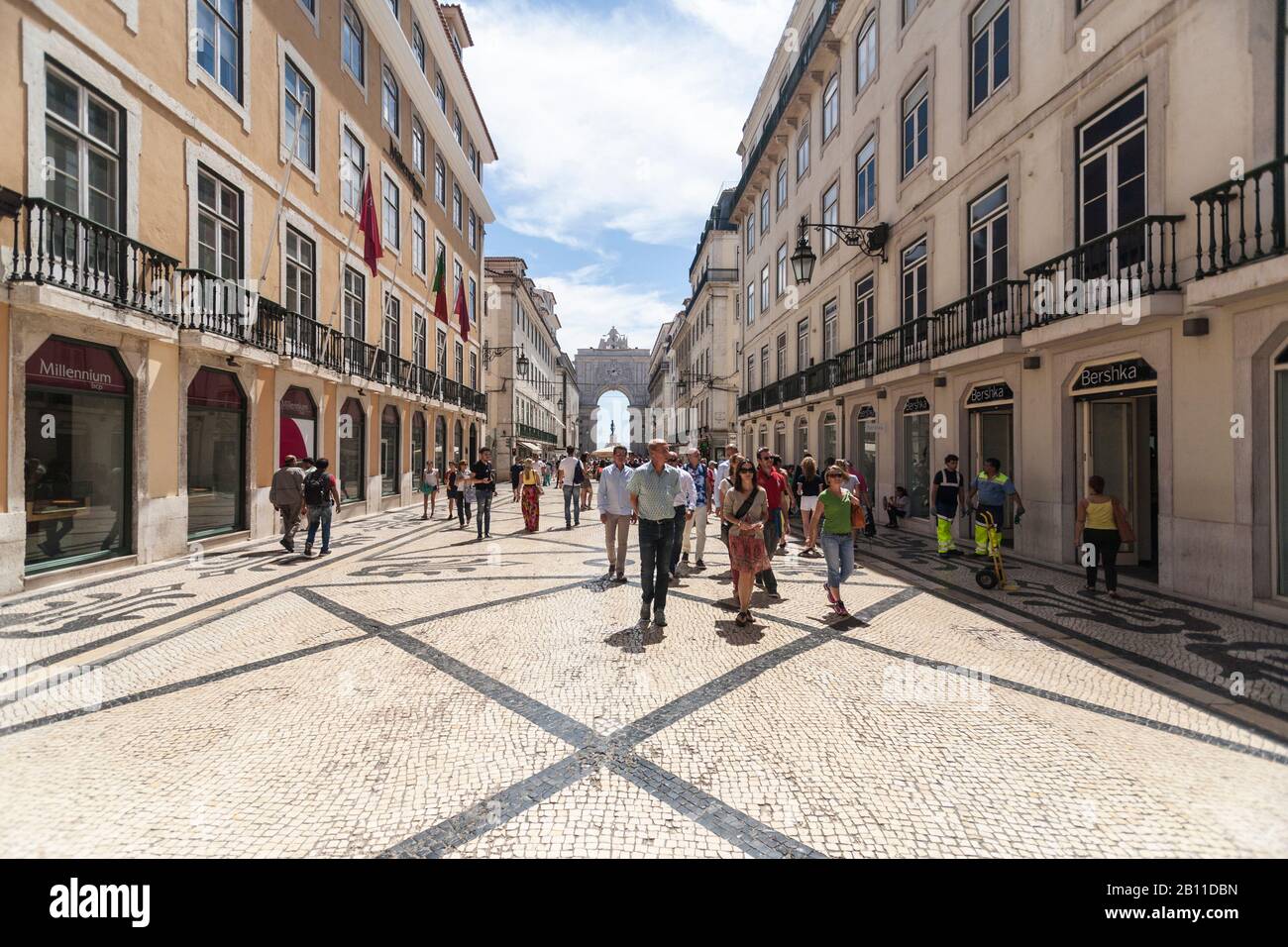 Rua Augusta avec arche triomphale, Lisbonne, Portugal, Europe Banque D'Images