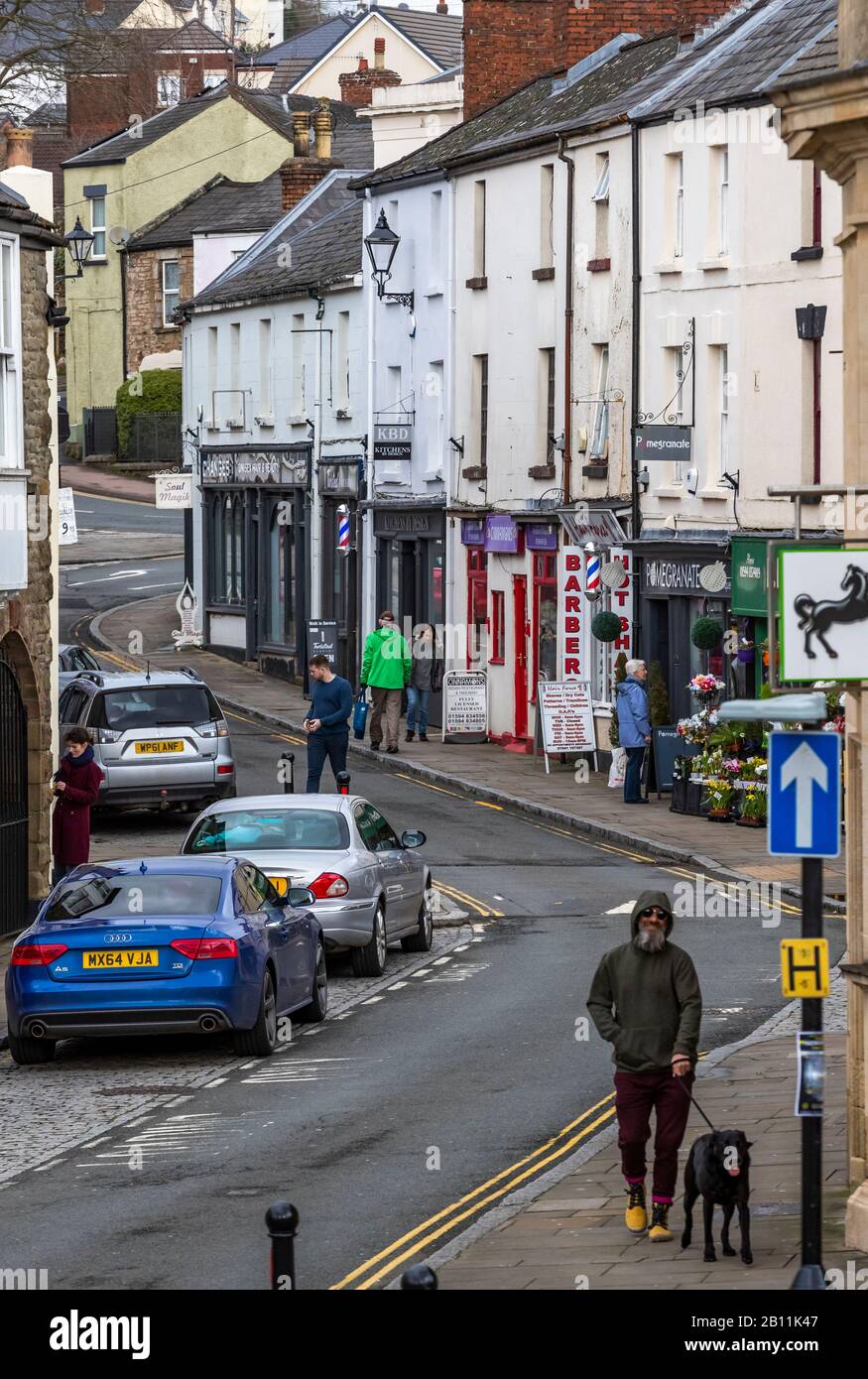 Samedi matin. Centre-ville de Coleford. Les rues hautes de Grande-Bretagne et les commerçants indépendants. Les petites villes du comté ont du mal à suivre le rythme du changement. Banque D'Images