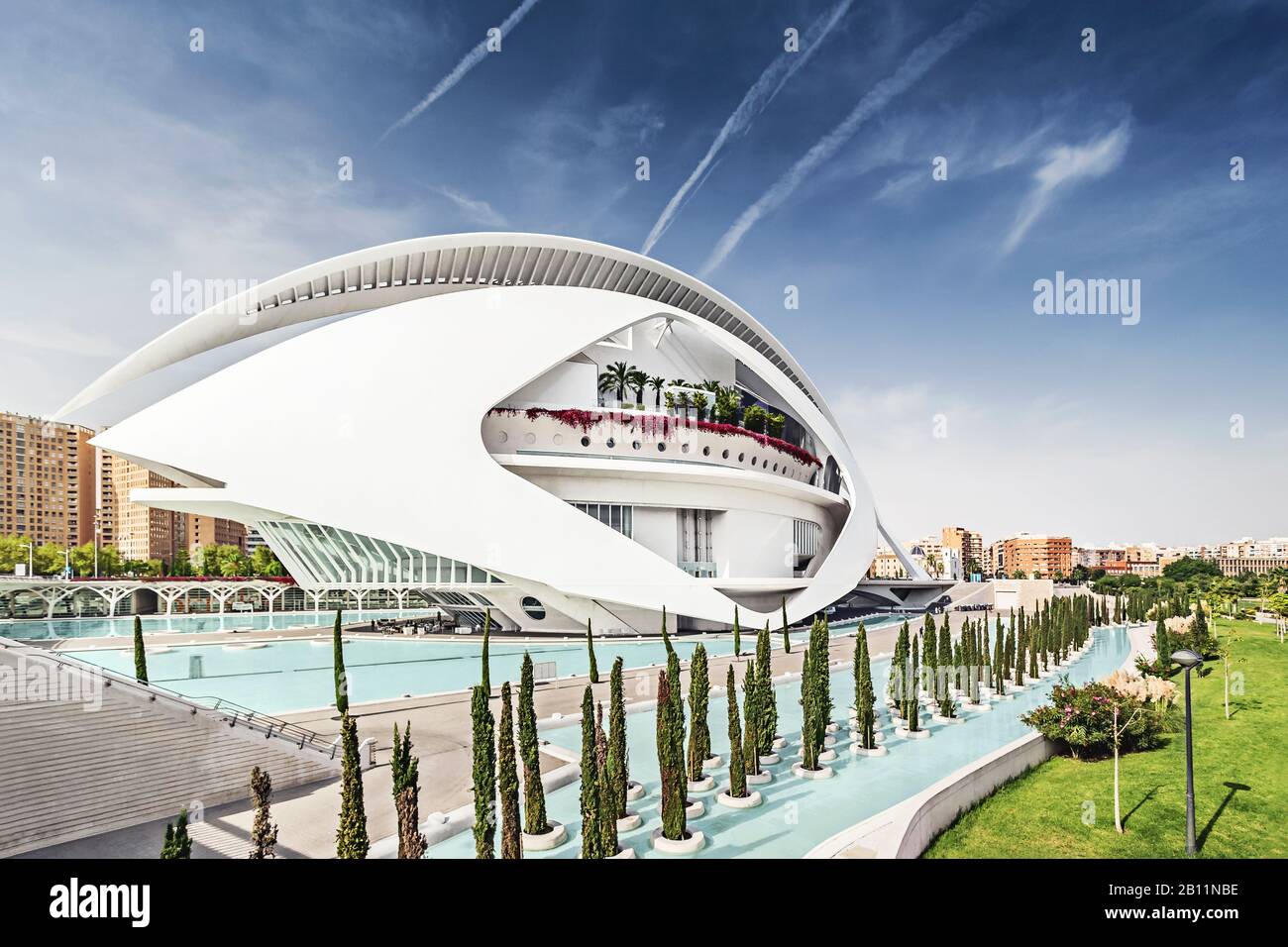 Opéra Palau de les Arts Reina Sofia, architecte Santiago Calatrava, Ciudad de las Artes y de las Ciencias, Valence, Espagne Banque D'Images