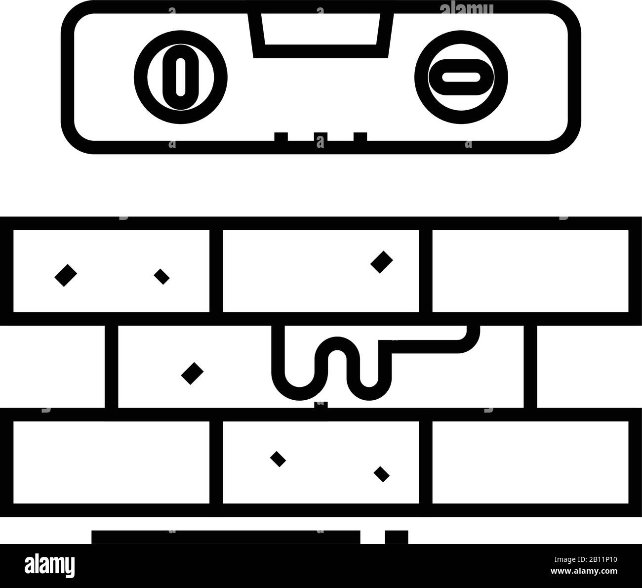 Icône de ligne de murs de briques, signe de concept, illustration vectorielle de contour, symbole linéaire. Illustration de Vecteur