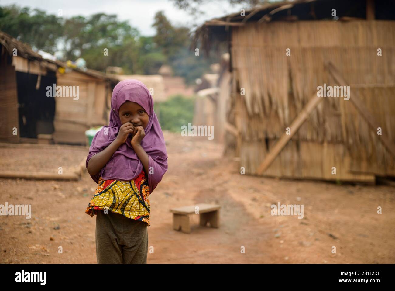 Camp de réfugiés du HCR pour les Fulani, réfugiés de guerre civile de la République centrafricaine, Cameroun, Afrique Banque D'Images