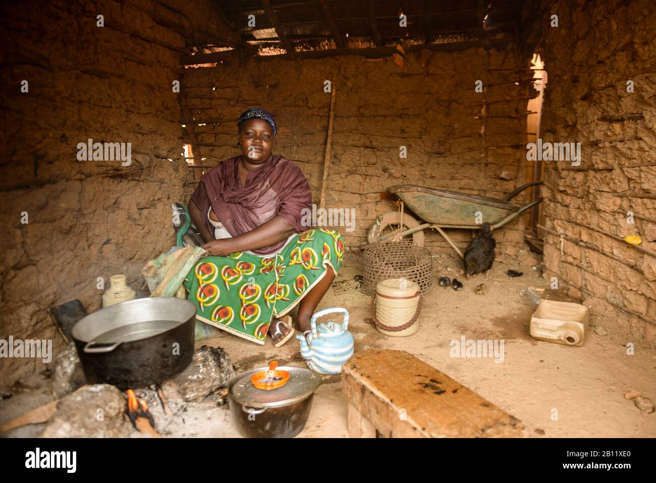 Camp de réfugiés du HCR pour les Fulani, réfugiés de guerre civile de la République centrafricaine, Cameroun, Afrique Banque D'Images