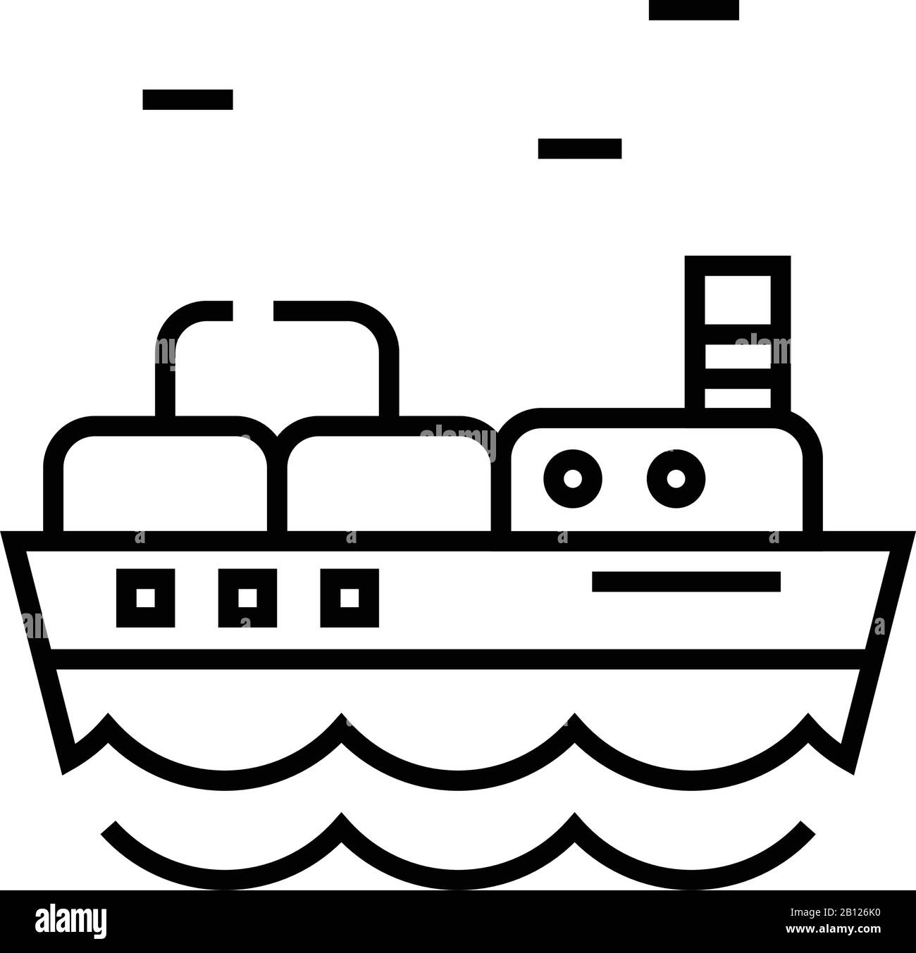 Icône de ligne de navire de chargement, panneau concept, illustration vectorielle, symbole linéaire. Illustration de Vecteur