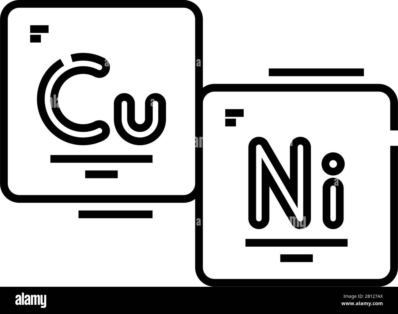 Icône de ligne d'éléments chimiques, signe de concept, illustration vectorielle de contour, symbole linéaire. Illustration de Vecteur