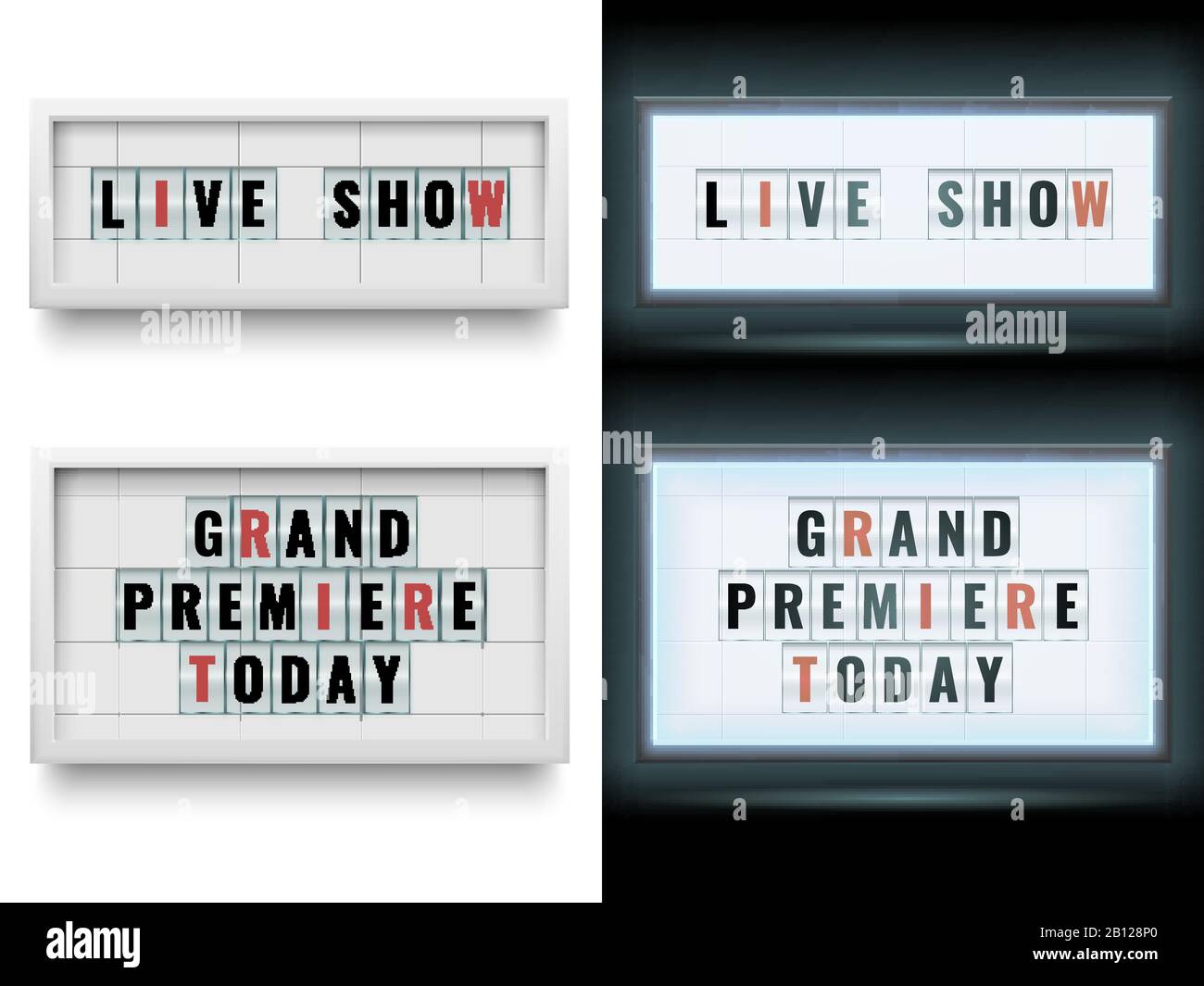 Panneau de visionneuse cinéma. Panneaux d'affichage lumineux ou écran lcd. Ensemble vectoriel isolé Illustration de Vecteur