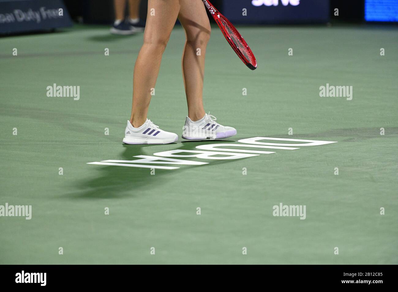 Dubaï, Émirats arabes Unis. 22 février 2020. Action de la finale féminine des Championnats de tennis sans obligation de Dubaï 2020. L'ancien champion Simona Halep de Roumanie affronte Elena Rybakina du Kazakhstan Banque D'Images