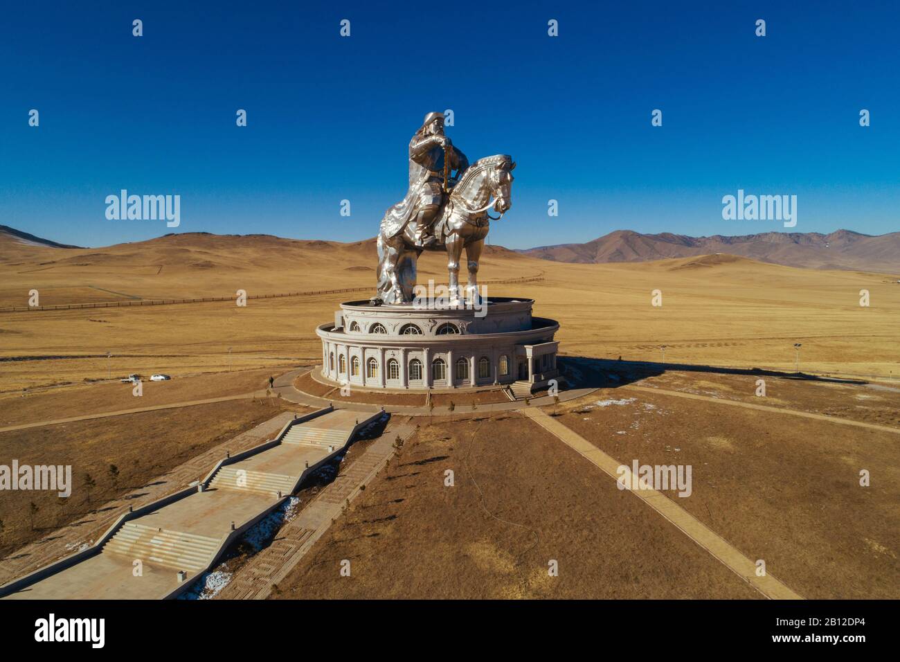 Gengis Khan Statue équestre, Tsonjin Boldog, Töv Province, Mongolie Banque D'Images