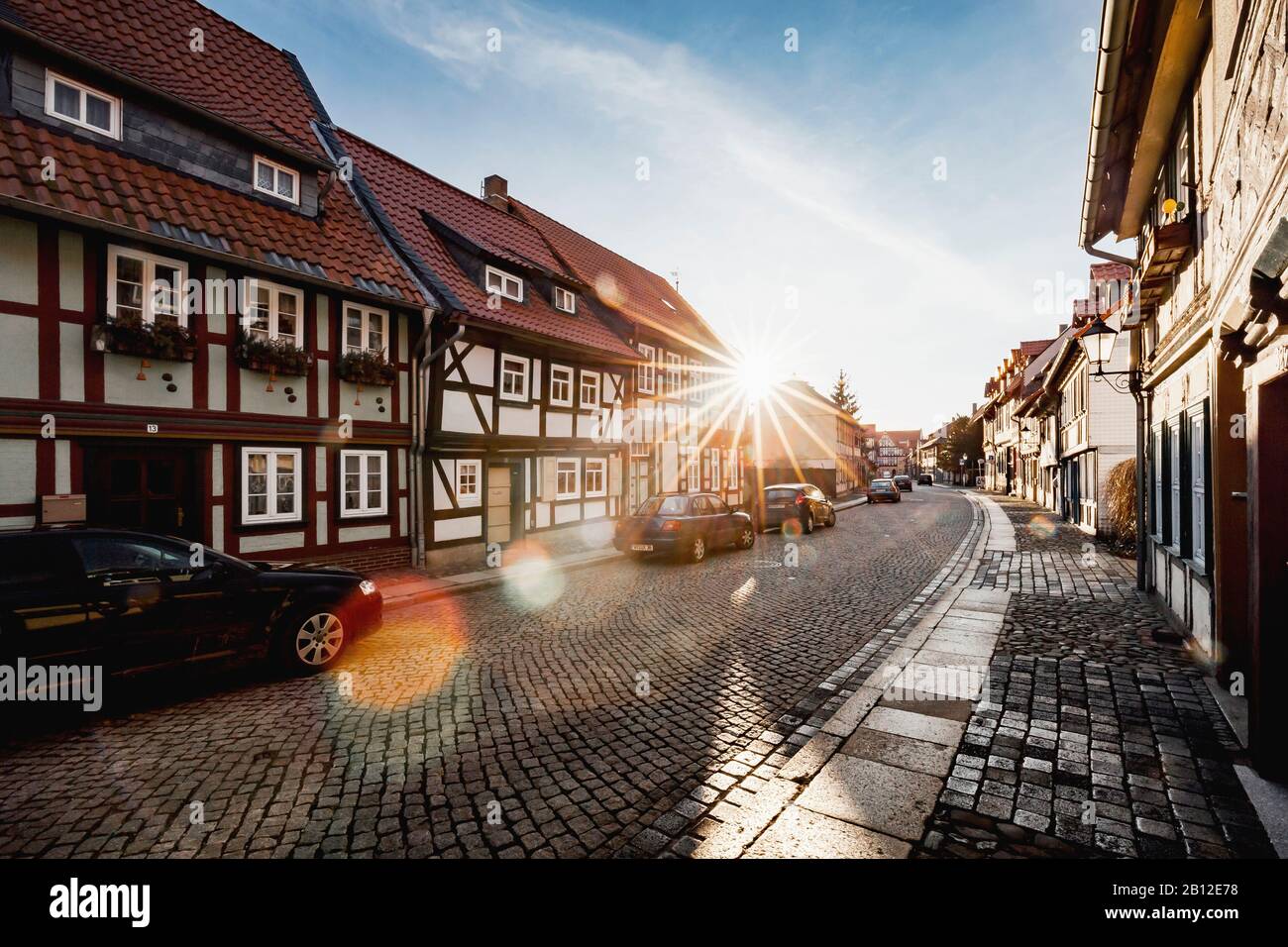 Maisons à colombages à Wernigerode dans les montagnes du Harz, Saxe-Anhalt, Allemagne Banque D'Images