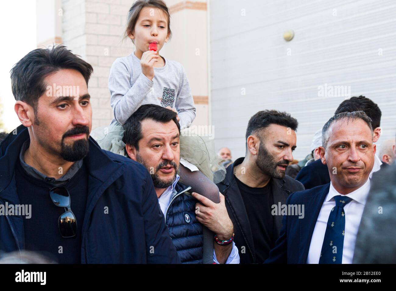 Viareggio, Lucca / Italie 22 Février 2020 Matteo Salvini Visite La Citadelle De Carnaval. Banque D'Images