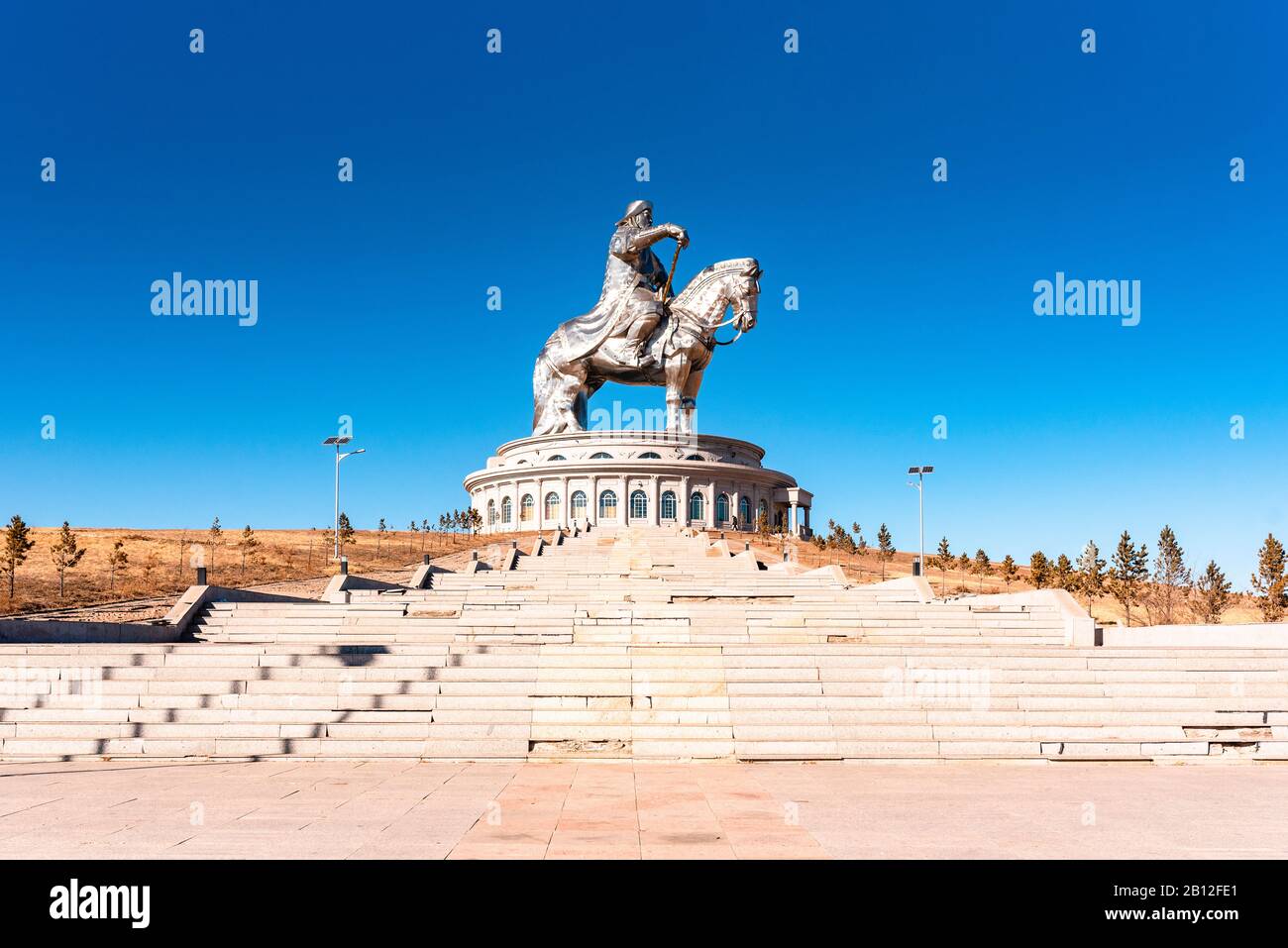Gengis Khan Statue équestre, Tsonjin Boldog, Töv Province, Mongolie Banque D'Images