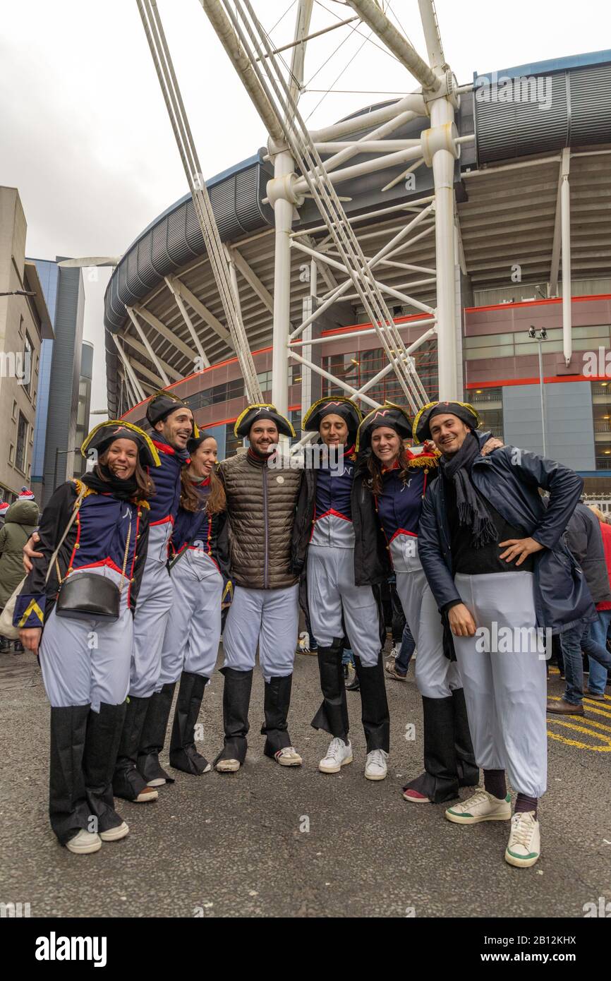 Principauté Stadium, Cardiff, Pays De Galles, Royaume-Uni. 22 février 2020. Six nations Rugby, France et Pays de Galles fans avant les jours de six nations affrontement où la France continue de chainer le Grand Chelem. Crédit: Haydn Denman/Alay Live News Banque D'Images