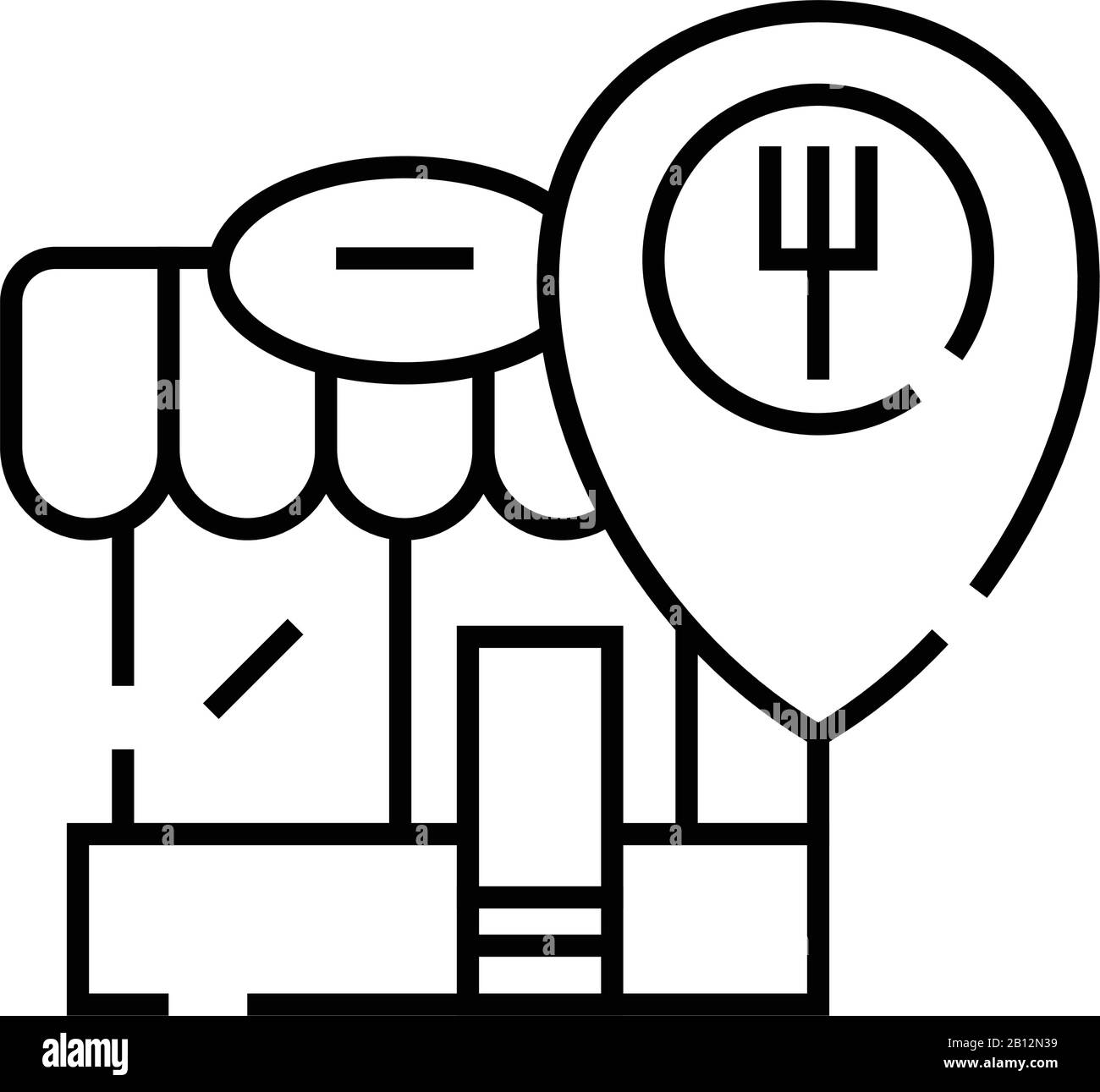 Icône de la ligne de localisation du café, signe du concept, illustration vectorielle du contour, symbole linéaire. Illustration de Vecteur