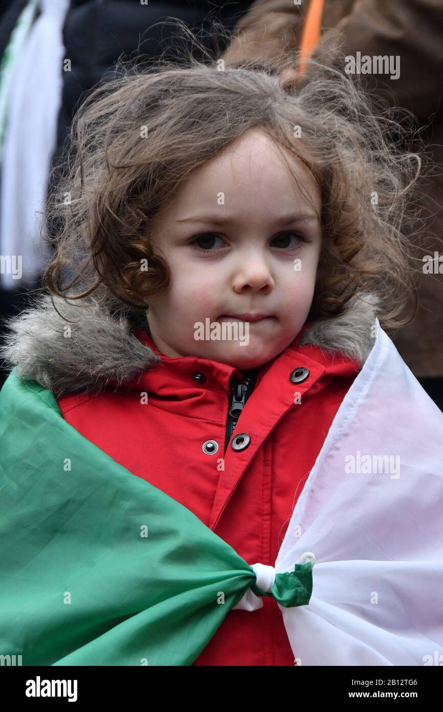 Londres, Royaume-Uni. 22 février 2020. Hirak (mouvement) un an plus loin, le mouvement de protestation algérien, les manifestants exigent un changement assez de colonialisme tout au long de l'histoire, Un an de protestation pacifique continue à Londres, au Royaume-Uni. Crédit: Capital Photo/Alay Live News Banque D'Images